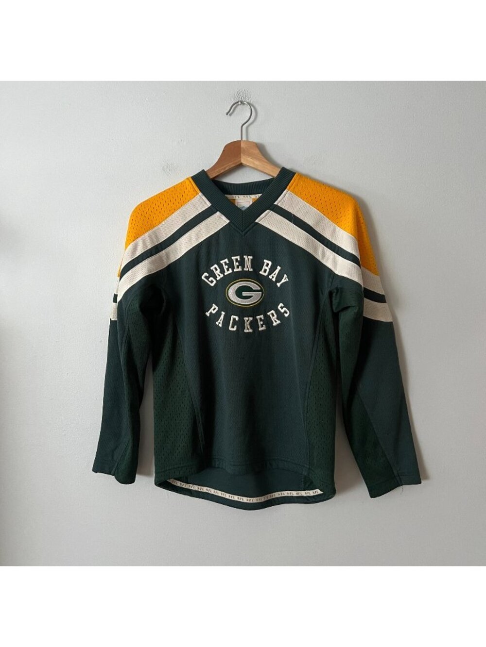 VTG NFL Green Bay Packers Long Sleeve Mesh Jersey Youth Size M 10/12